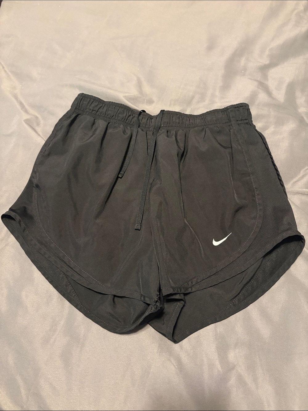 Nike Women's Black Athletic Running Shorts with White Swoosh